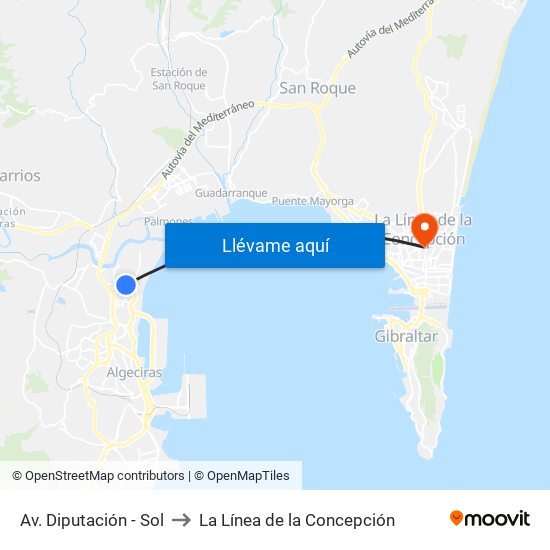 Av. Diputación - Sol to La Línea de la Concepción map