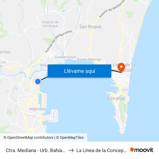 Ctra. Mediana - Urb. Bahía Azul to La Línea de la Concepción map