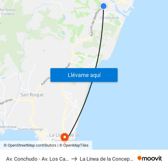 Av. Conchudo - Av. Los Canos to La Línea de la Concepción map