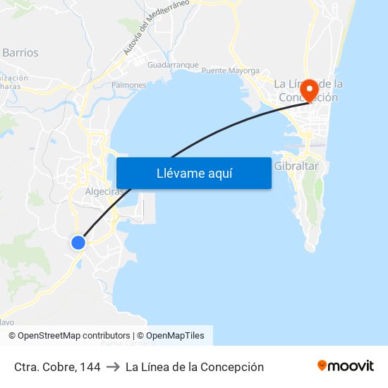 Ctra. Cobre, 144 to La Línea de la Concepción map