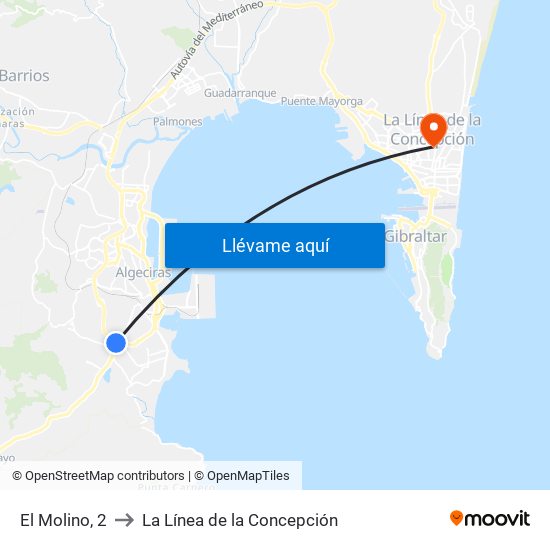 El Molino, 2 to La Línea de la Concepción map