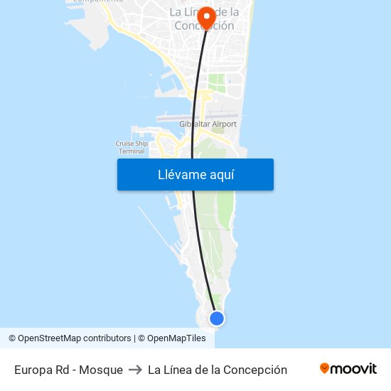 Europa Rd - Mosque to La Línea de la Concepción map