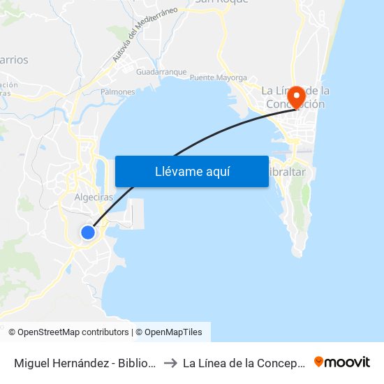 Miguel Hernández - Biblioteca to La Línea de la Concepción map