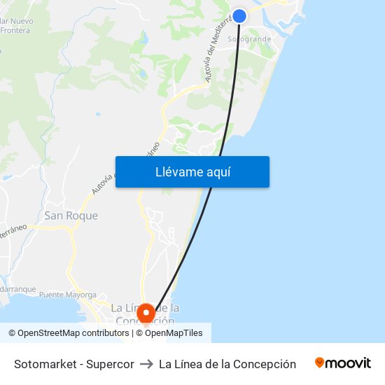 Sotomarket - Supercor to La Línea de la Concepción map