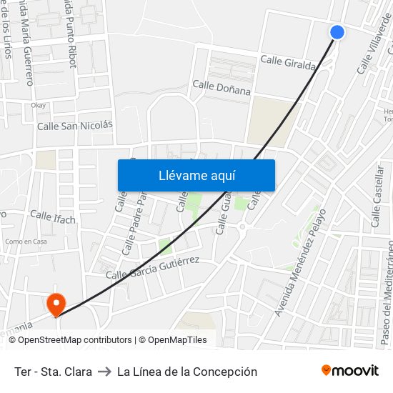 Ter - Santa Clara to La Línea de la Concepción map