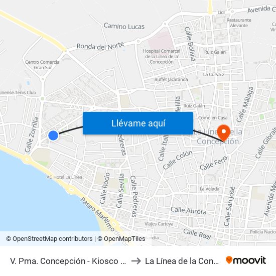 V. Pma. Concepción - Kiosco Chanquete to La Línea de la Concepción map