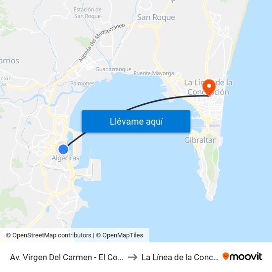 Av. Virgen Del Carmen - El Corte Inglés to La Línea de la Concepción map