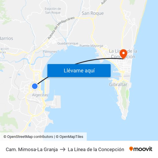 Cam. Mimosa-La Granja to La Línea de la Concepción map