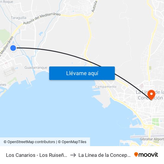 Los Canarios - Los Ruiseñores to La Línea de la Concepción map