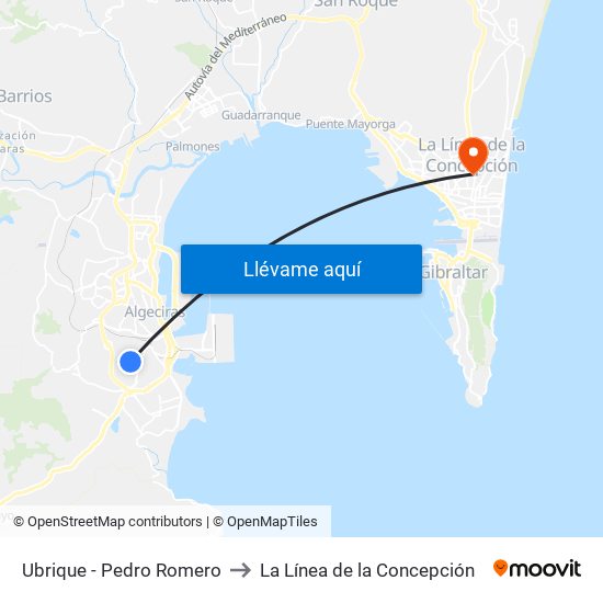 Ubrique - Pedro Romero to La Línea de la Concepción map