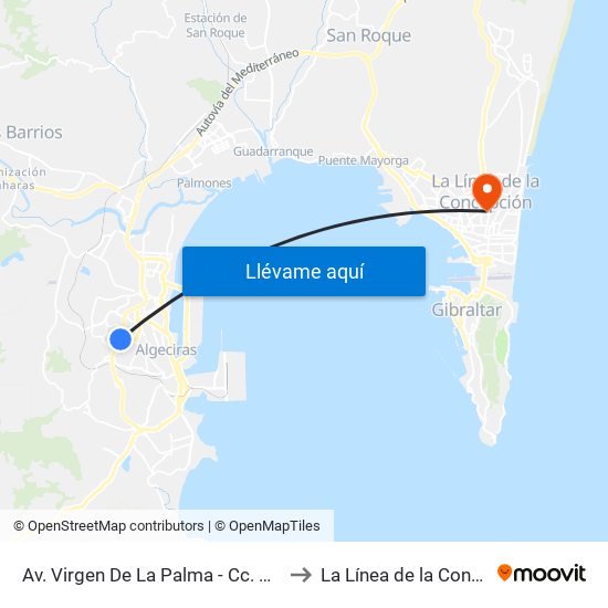 Av. Virgen De La Palma - Cc. Pta. Europa to La Línea de la Concepción map