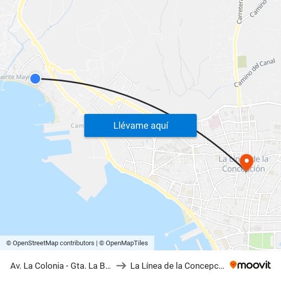 Av. La Colonia - Gta. La Bola to La Línea de la Concepción map