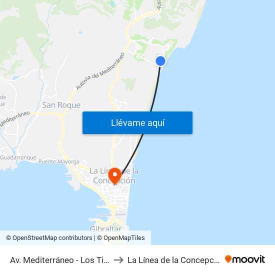 Av. Mediterráneo - Los Tilos to La Línea de la Concepción map