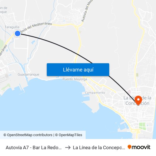 Autovía A7 - Bar La Redonda to La Línea de la Concepción map