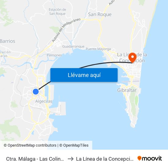 Ctra. Málaga - Las Colinas to La Línea de la Concepción map