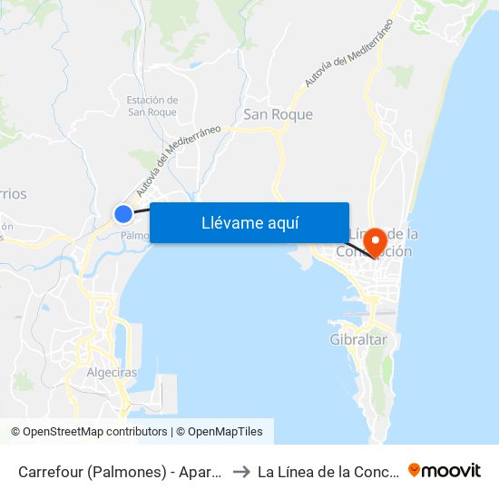 Carrefour (Palmones) - Aparcamiento to La Línea de la Concepción map