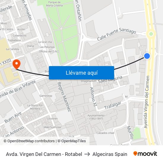 Avda. Virgen Del Carmen - Rotabel to Algeciras Spain map
