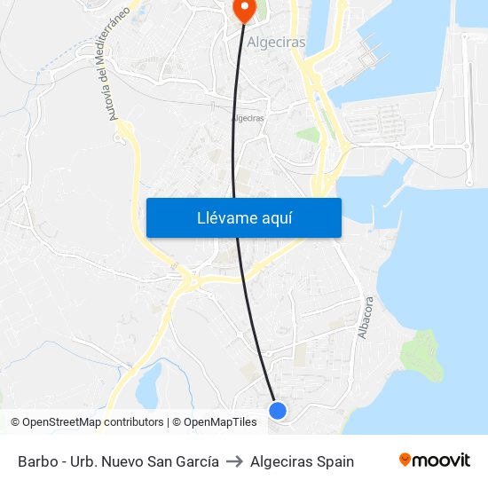 Barbo - Urb. Nuevo San García to Algeciras Spain map