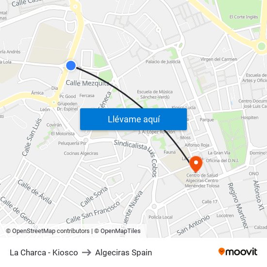 La Charca - Kiosco to Algeciras Spain map