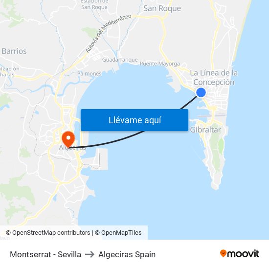 Montserrat - Sevilla to Algeciras Spain map