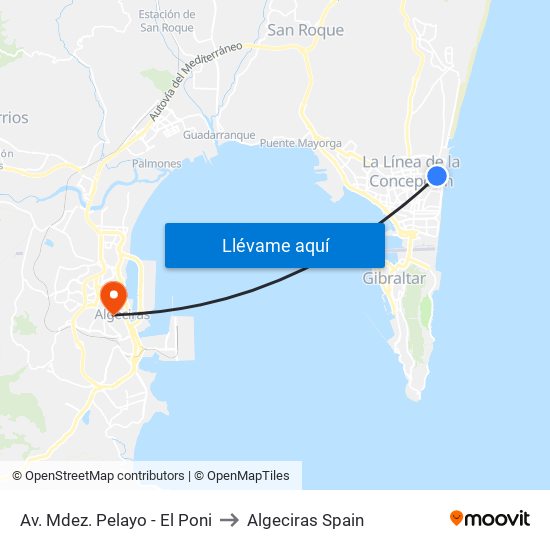 Av. Mdez. Pelayo - El Poni to Algeciras Spain map