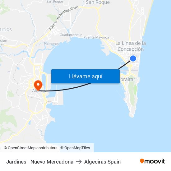 Jardines - Nuevo Mercadona to Algeciras Spain map