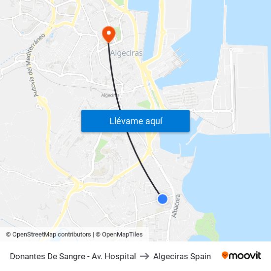 Donantes De Sangre - Av. Hospital to Algeciras Spain map