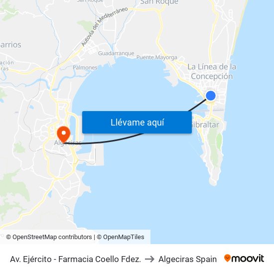 Av. Ejército - Farmacia Coello (Sacra) to Algeciras Spain map