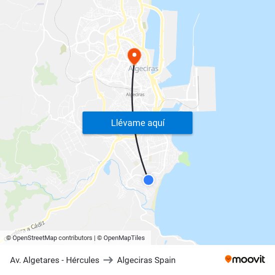 Av. Algetares - Hércules to Algeciras Spain map