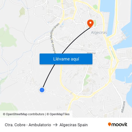 Ctra. Cobre - Ambulatorio to Algeciras Spain map