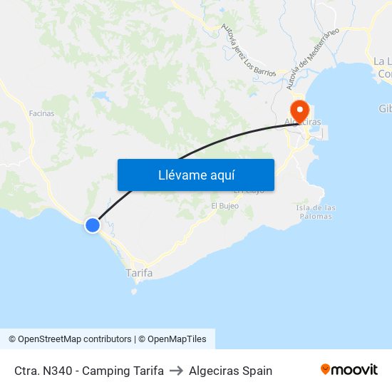 Ctra. N340 - Camping Tarifa to Algeciras Spain map