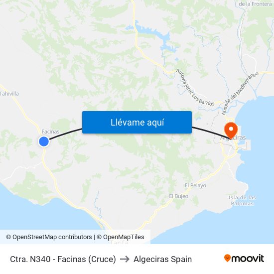 Ctra. N340 - Facinas (Cruce) to Algeciras Spain map