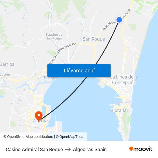 Casino Admiral San Roque to Algeciras Spain map