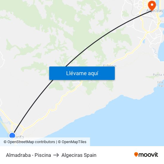 Almadraba - Piscina to Algeciras Spain map