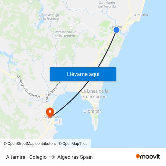 Altamira - Colegio to Algeciras Spain map