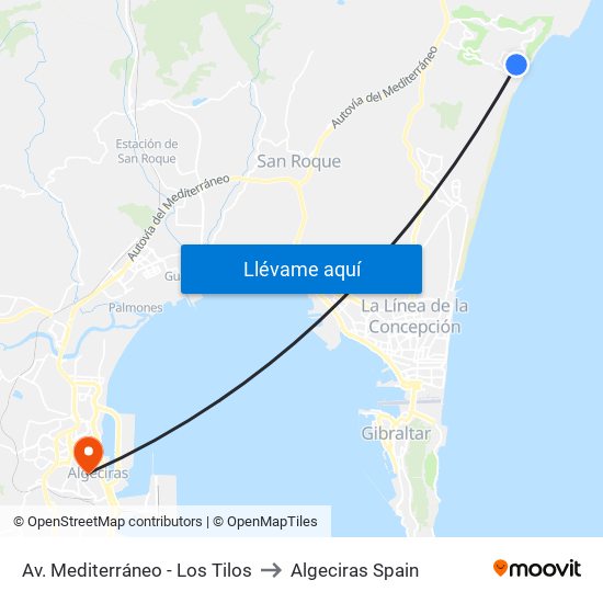 Av. Mediterráneo - Los Tilos to Algeciras Spain map