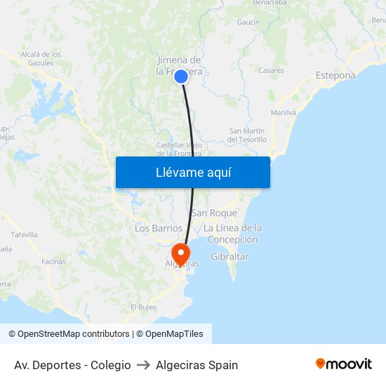 Av. Deportes - Colegio to Algeciras Spain map