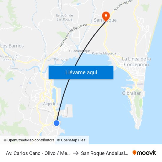 Av. Carlos Cano - Olivo / Mercadona to San Roque Andalusia Spain map