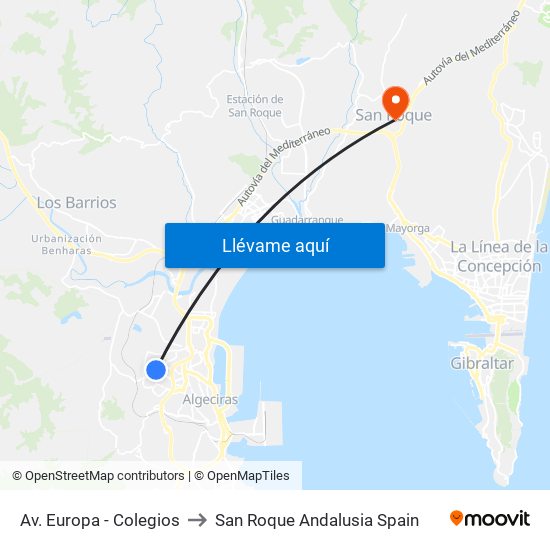 Av. Europa - Colegios to San Roque Andalusia Spain map