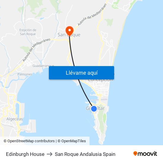 Edinburgh House to San Roque Andalusia Spain map