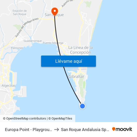 Europa Point - Playground to San Roque Andalusia Spain map