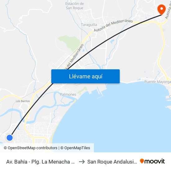 Av. Bahía - Plg. La Menacha (Ca-9209) to San Roque Andalusia Spain map