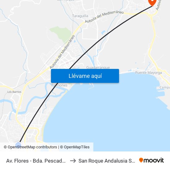 Av. Flores - Bda. Pescadores to San Roque Andalusia Spain map