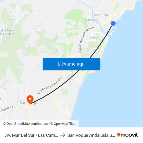 Av. Mar Del Sur - Las Camelias to San Roque Andalusia Spain map