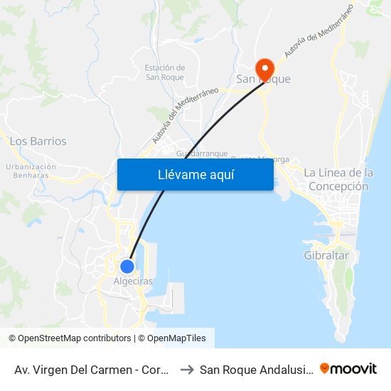 Av. Virgen Del Carmen - Corpus Christi to San Roque Andalusia Spain map