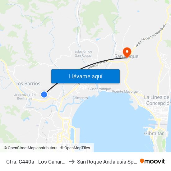 Ctra. C440a - Los Canarios to San Roque Andalusia Spain map