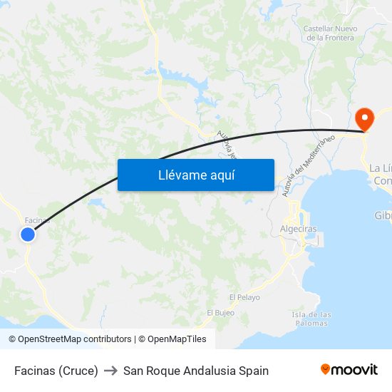 Ctra. N340 - Facinas (Cruce) to San Roque Andalusia Spain map