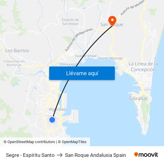 Segre - Espíritu Santo to San Roque Andalusia Spain map