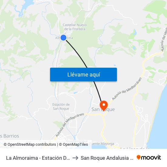 La Almoraima - Estación De Tren to San Roque Andalusia Spain map