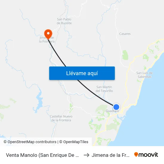 Venta Manolo (San Enrique De Guadiaro) to Jimena de la Frontera map